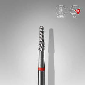 Фреза твердосплавна Staleks Pro Expert  "конус" червона, діаметр 2.3 мм/робоча частина 8 мм