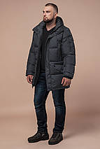 Чоловіча куртка великого розміру тепла графітова зимова модель 3284, фото 3