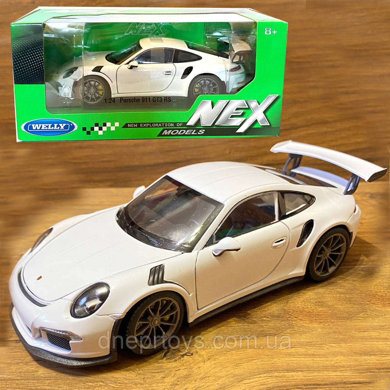 Іграшкова машинка металева Porsche 911 GT3 RS NEX, біла, інерція, відкр двері, капот, 19*7*6см, 24080W