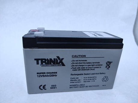 Акумулятор для ДБЖ 12V9Ah/20Hr TRINIX Super Charge свинцево-кислотна, фото 2