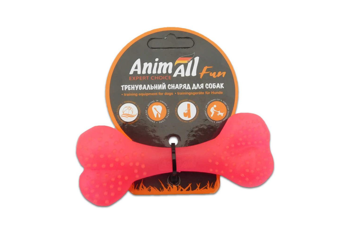 Іграшка AnimAll Fun кістка, коралова, 12 см
