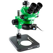Мікроскоп RELIFE RL-M5T-B1 тринокулярний (збільшення 7x-50x) чорно-зелений