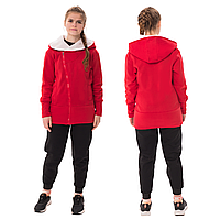 Спортивний червоний костюм жіночий ДВІЙКА з капюшоном