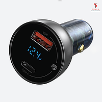 Автомобільний зарядний пристрій Baseus USB-C 65 W USB-A 30 W з дисплеєм
