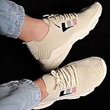 Кросівки жіночі молоко із смужками збоку, фото 3