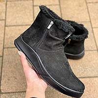 Ботинки угги кожаные зимние теплые мужские Calvin Klein черные