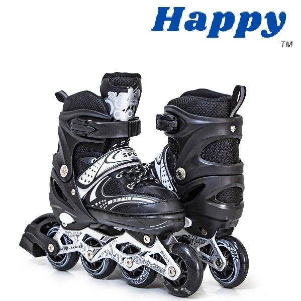 Розсувні дитячі ролики Happy Black Чорний (розмір 29-33)