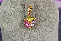 Кулон Xuping Jewelry кубик с цветными камнями 10 мм золотистый