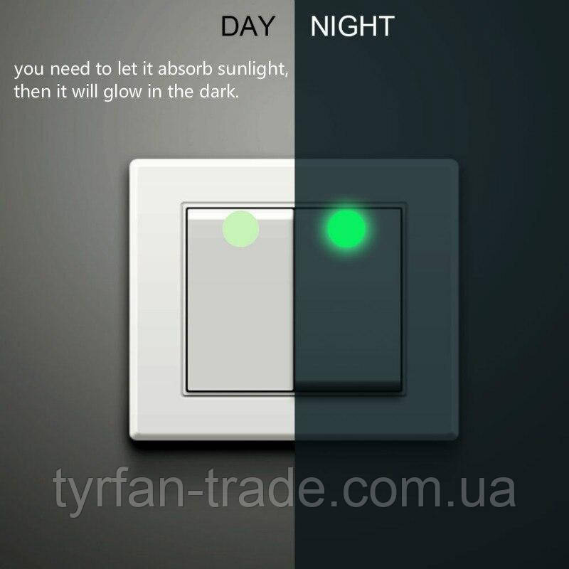 Наклейки на вимикачі світяться в темряві — точки