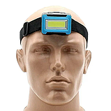 Ліхтар налобний світлодіодний Bailong COB 2068 на батарейках, фото 6