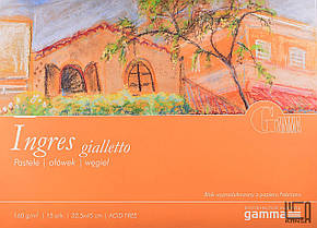 Альбом для пастелі GAMMA Ingres 160 г 15 аркушів (склейка) gialletto, 22.5*32.5 см,папір ТМ Fabriano