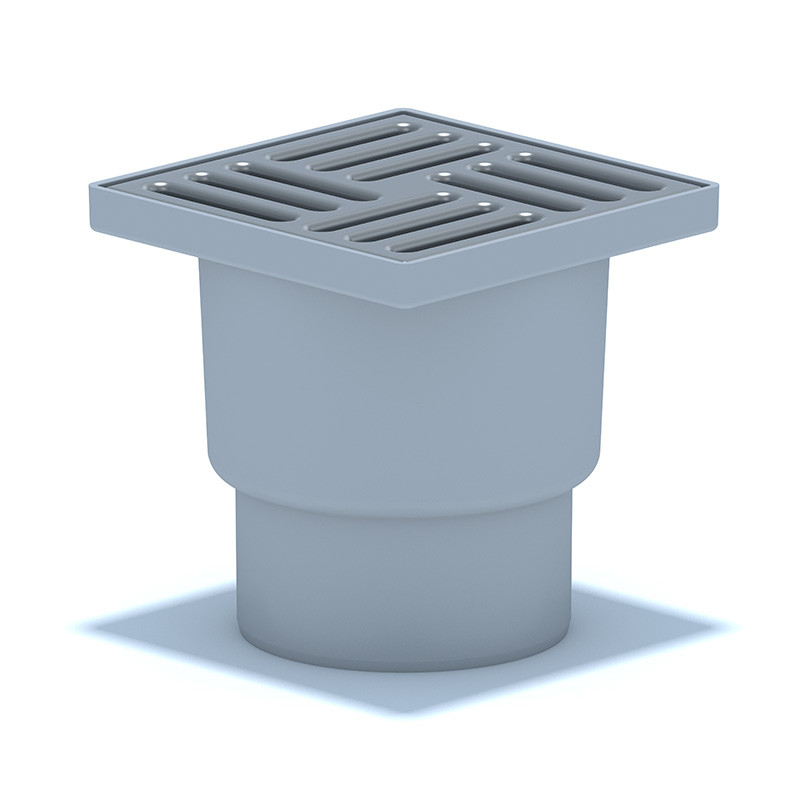 Трап вертикальний ANI-plast TA1212 Ø110/180° нерегульований 150х150 мм, нержавіюча сталь, фото 1