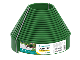 Бордюр садовий пластиковий Country Standard H100 Зелений 15 м з бортиком