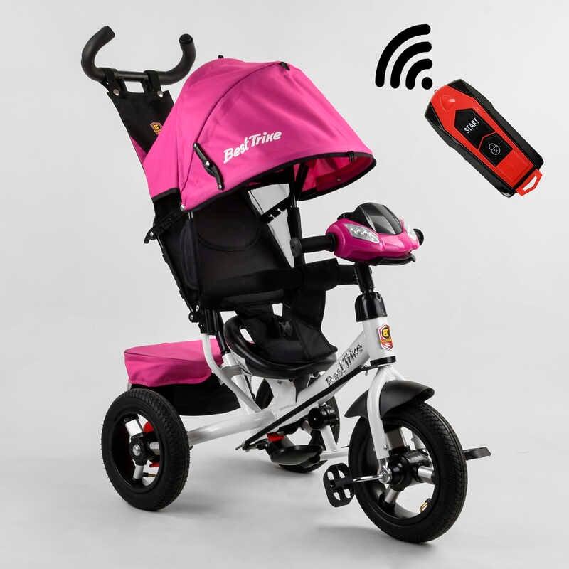 Дитячий триколісний велосипед з батьківською ручкою Best Trike 3390/20-720 з надувними колесами та фарою з USB