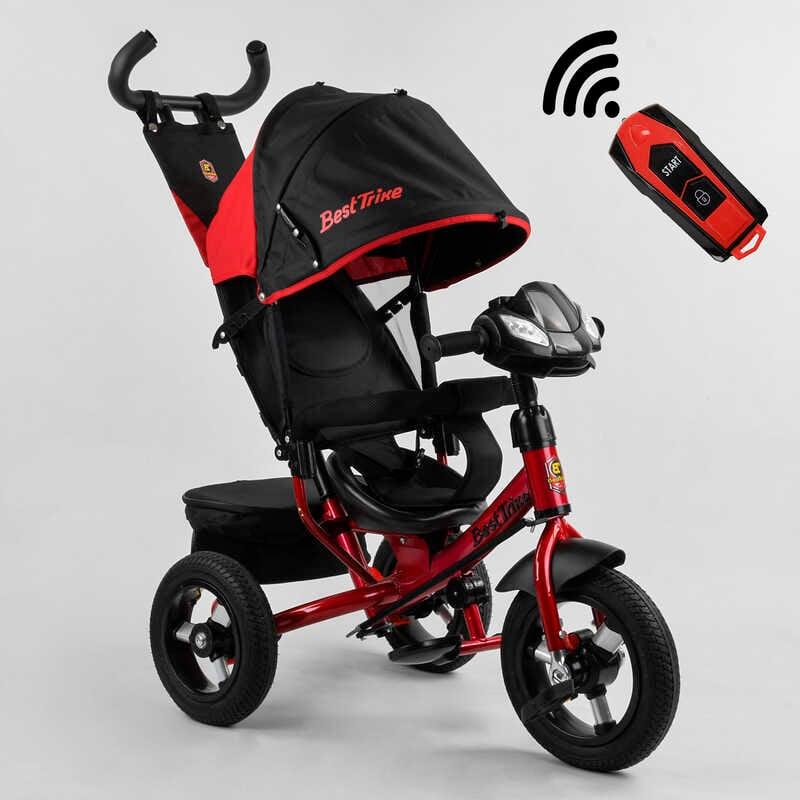 Дитячий триколісний велосипед з батьківською ручкою Best Trike 3390/28-506 з надувними колесами та фарою з USB