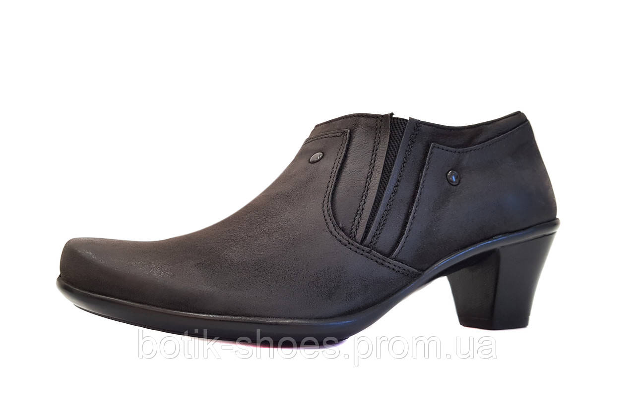 Шкіряні жіночі закриті туфлі на низькому підборі повсякденні зручні якісні комфорт м'які польські чорні 36 розмір Tanex 227 2023