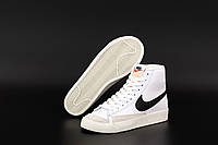 Nike Blazer Mid Высокие кроссовки женские белые с черные Найк Блейзер Весенние кроссовки для девушек белые