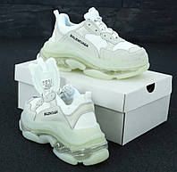 Balenciaga Triple S Clear Sole. Кроссы Баленсиага Трипл С Клир Женские кроссовки для фитнеса бежевые