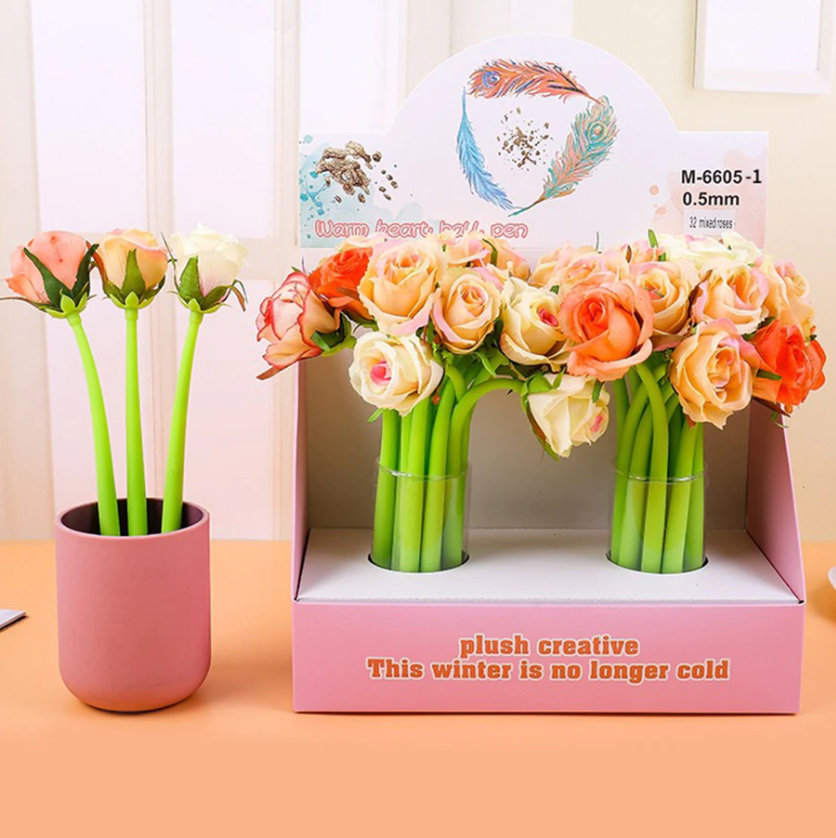 Ручка РОЗИ РІЗНОКВІТНІ pencil-flowers, PF1, Ручка Квітка