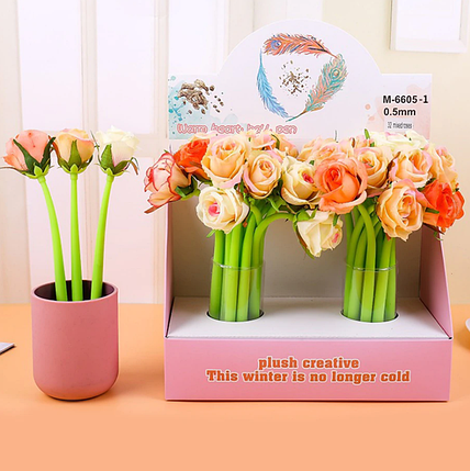 Ручка РОЗИ РІЗНОКВІТНІ pencil-flowers, PF1, Ручка Квітка, фото 1