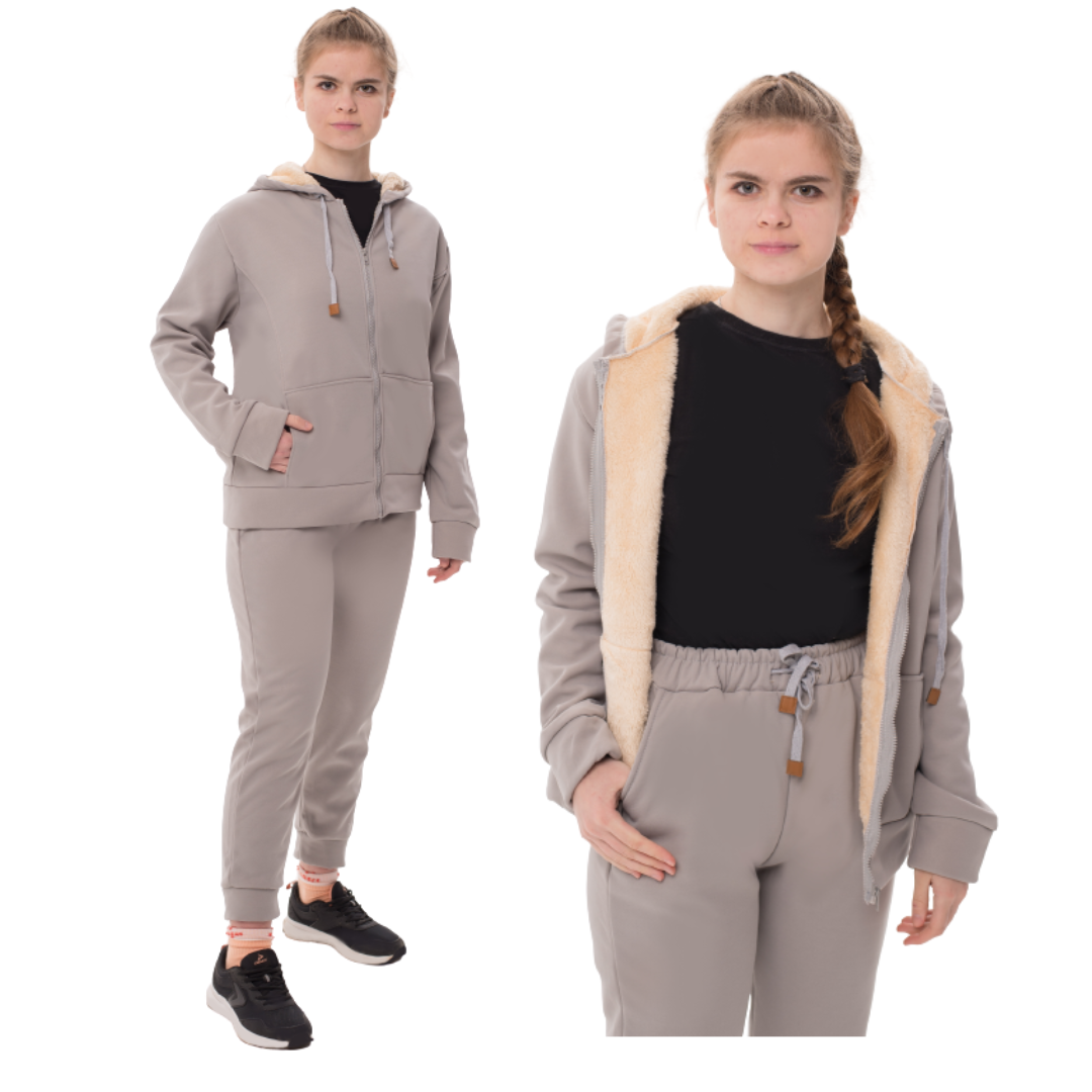 Теплий сірий спортивний костюм жіночий ДВІЙКА., фото 1