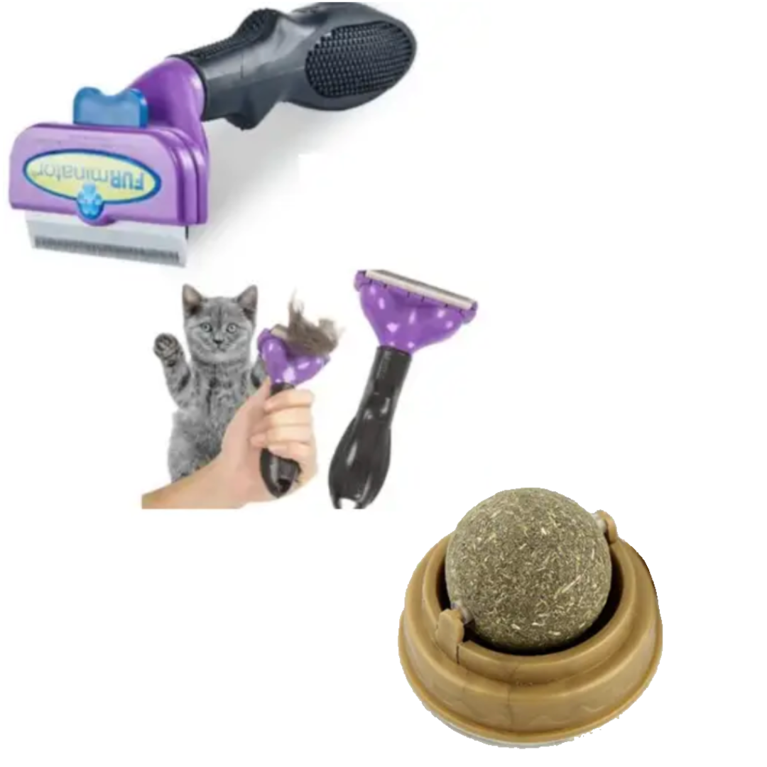 Набір котяча м'ята та фурмінатор для котів і собак FURminator патентний розмір L фіолетовий