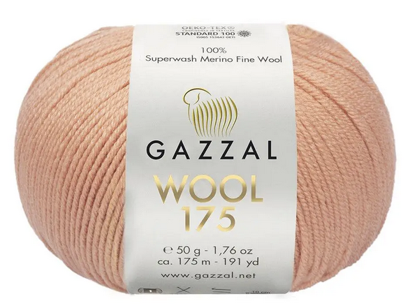 Пряжа Wool 175 Gazzal-346 карамельно-персиковий
