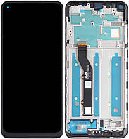 Дисплей модуль тачскрин Motorola XT2087-1 Moto G9 Plus чорний оригінал з рамкою