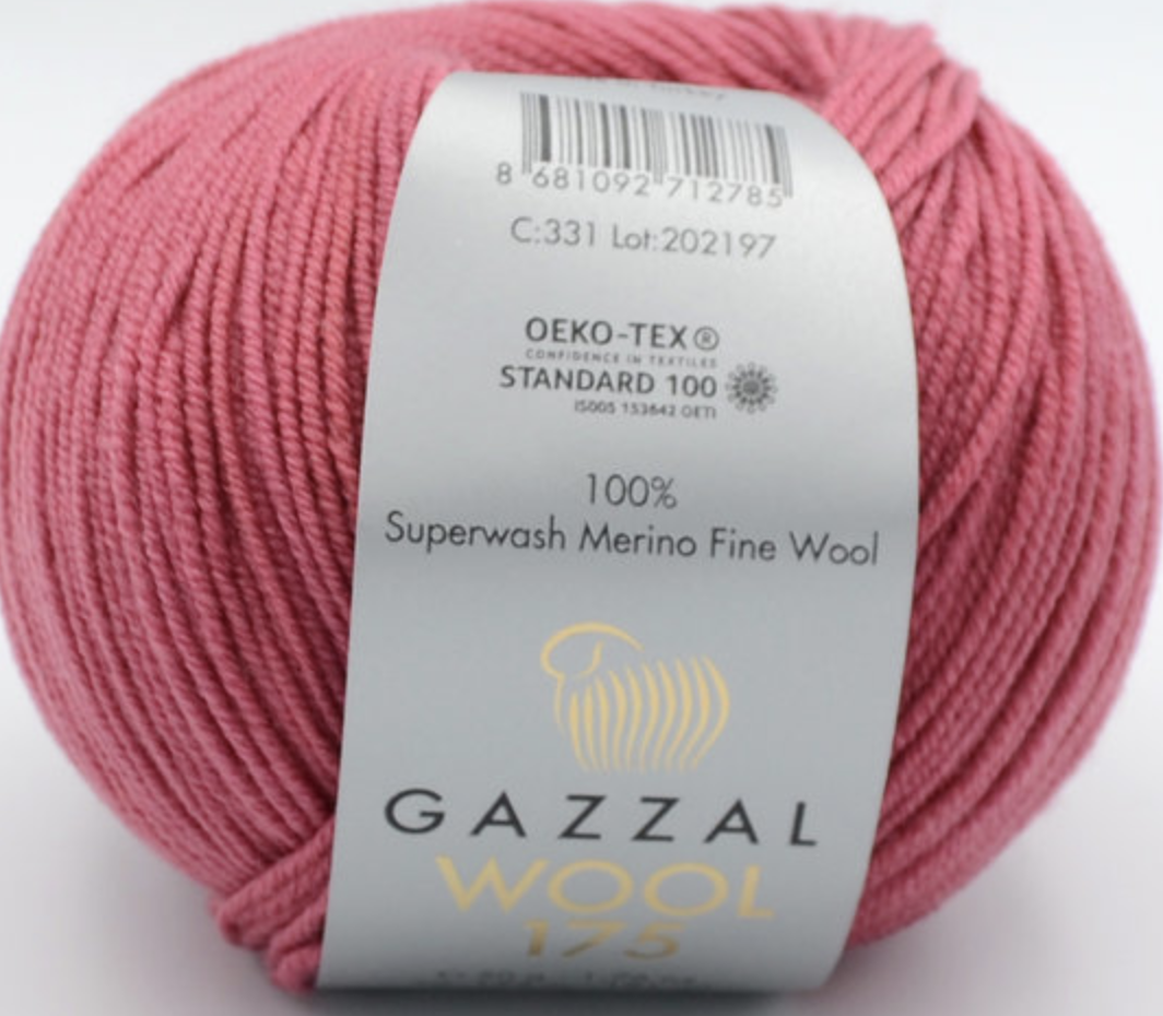 Пряжа Wool 175 Gazzal-331 полунично-кораловий