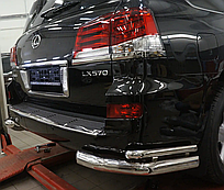 Захист заднього бампера на Lexus LX (з 2014--) Can Otomotiv d76\42 mm