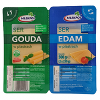 Сир в пластинках Gouda + Edam Mlekpol 500г (2 х 250 г) Польща