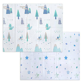 Дитячий ігровий килимок складний розвиваючий термоковрик двосторонній 2м х 1,5м х 8мм Ліс+Зірки 277