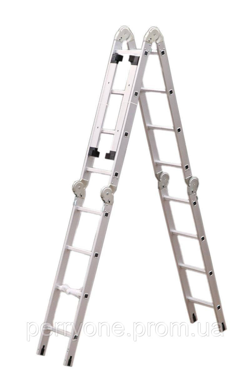Лестница алюминиевая трансформер Вектор В 4 х 4 ступеней 4 секционная ...