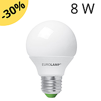 Лампочка світлодіодна LED Eurolamp ceramic G65 потужність 8W біла економка 3000K лампа для будинку E PER