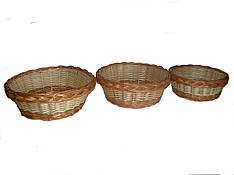 Набір плетених кошиків-підносів із 3шт. Арт.593-3