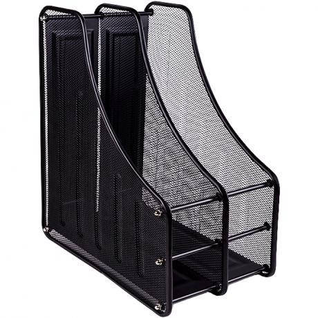 Лоток для бумаги вертикальный, металлическая сетка 2 секции, черный ...