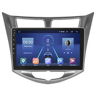 Штатна магнітола Lesko для Hyundai Solaris I 2010-2014 екран 10" 4/64Gb 4G Wi-Fi GPS Top, фото 1