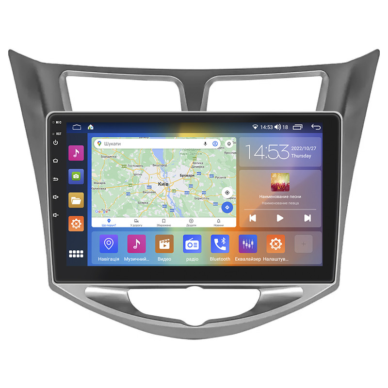 Штатна магнітола Lesko для Hyundai Solaris I Рестайлінг 2014-2017 екран 10" 2/32Gb CarPlay 4G Wi-Fi GPS Prime