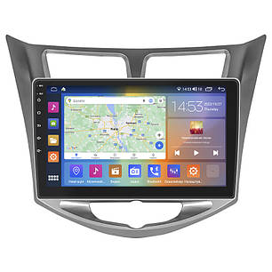 Штатна магнітола Lesko для Hyundai Solaris I Рестайлінг 2014-2017 екран 10" 2/32Gb CarPlay 4G Wi-Fi GPS Prime, фото 1