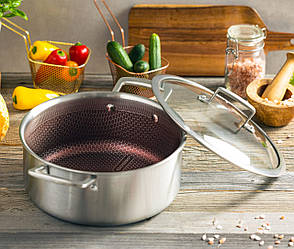 Каструля-казан із неіржавкої сталі 2.8 л 20x9 см Edenberg EB-17056 Для індукційної плити з кришкою