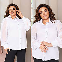 Женская блузка с шифоновыми рукавами до 58 размера