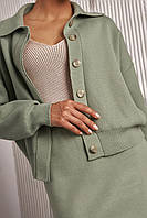 Фисташковый вязаный женский пиджак 42-46