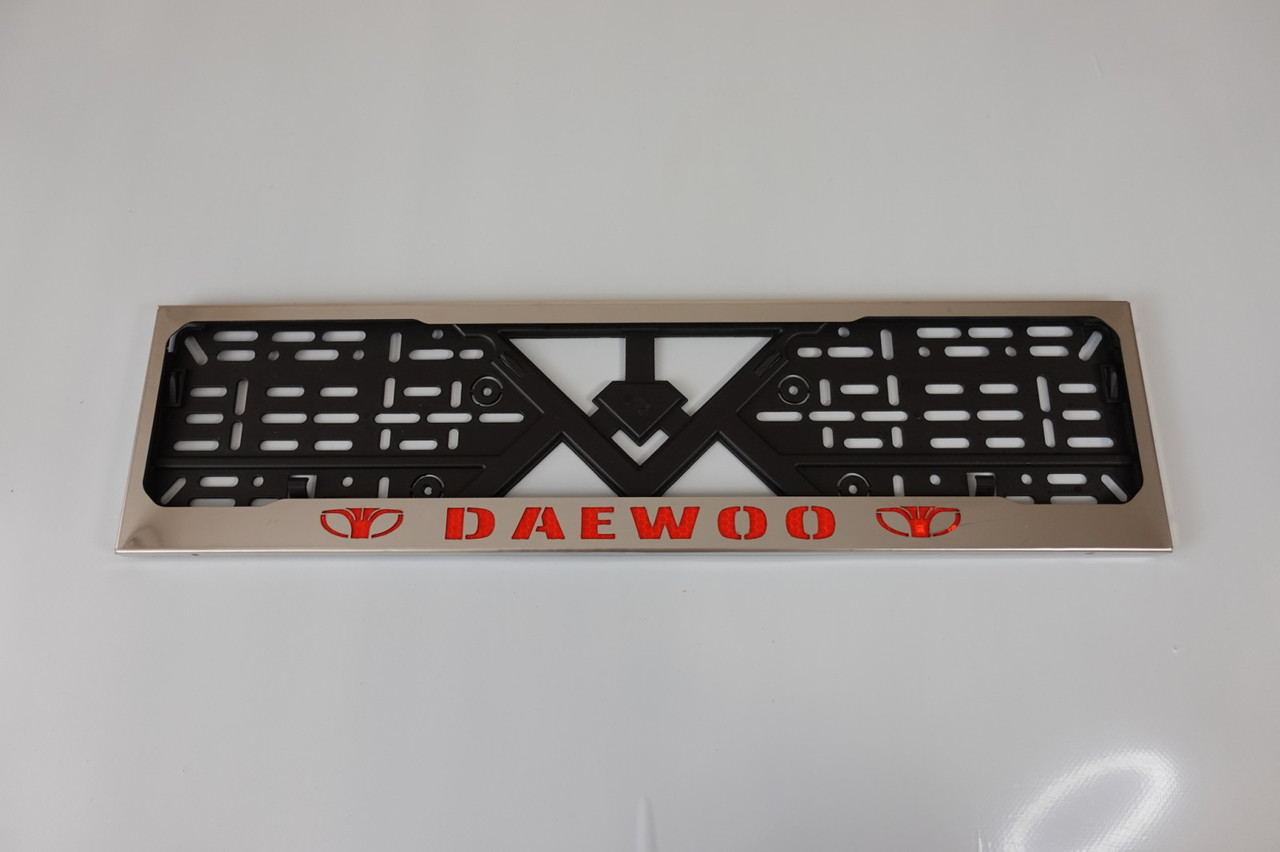 Рамка для номера номерного знаку з нержавіючої сталі з написом Daewoo Део номерні рамки