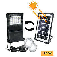 Фонарик на солнечной батарее с повербанком "GDTimes GD-07A" Черный 30W, система автономного освещения (ST)