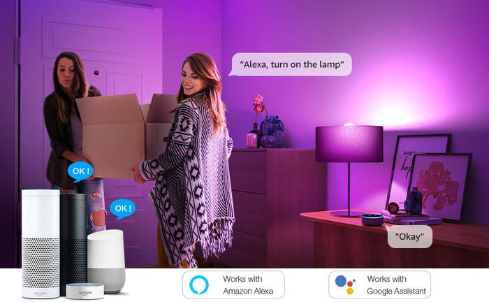 Купить Умная лампочки Alexa, изменяющие цвет,регулируемой яркостью ...