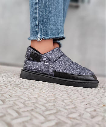 UGG Короткие угги дутики автоледи слипоны меховые низкие стеганые тапочки не промокающие зимние, фото 5