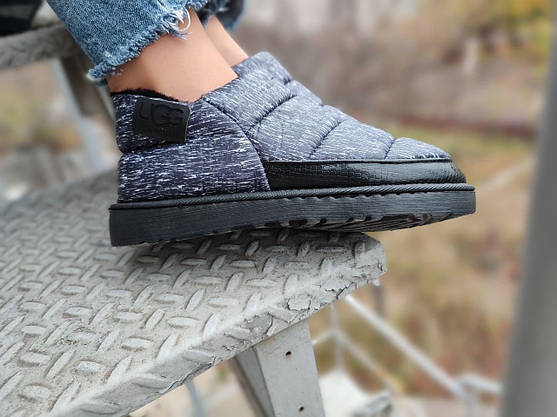 UGG Короткие угги дутики автоледи слипоны меховые низкие стеганые тапочки не промокающие зимние, фото 6