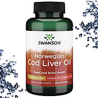 Масло печени трески Swanson Norwegian Cod Liver Oil 350 мг 250 гелевых капсул