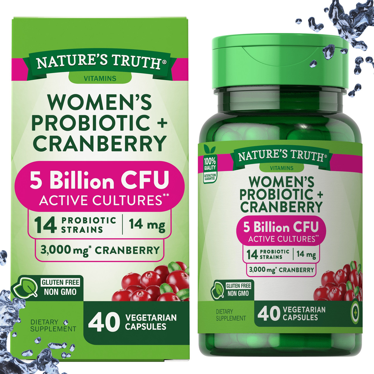 Пробіотик для жінок Nature's Truth Women's Probiotic + Cranberry 5 billion act.cult 14 mg probiotic 40 капсул