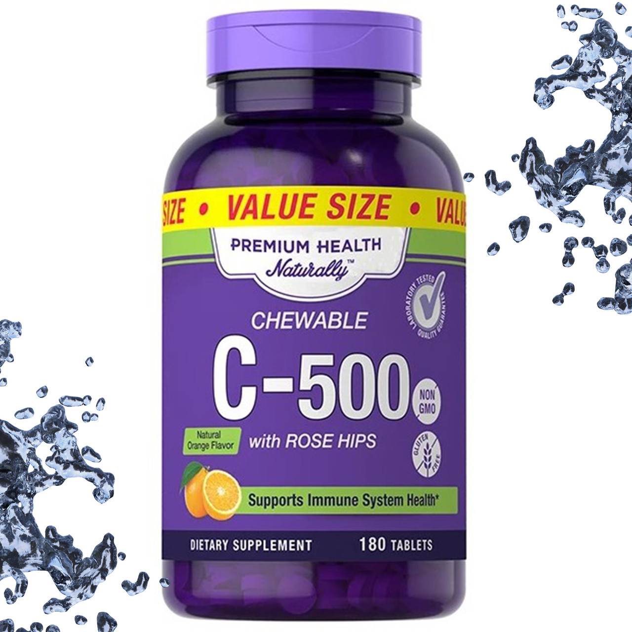 Вітамін C Premium Health Naturally Chewable C-500 мг with Wild Rose Hips (з Шиповником) 180 таблеток